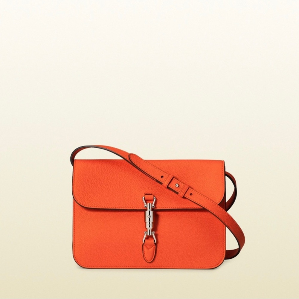 Limited Edition Neon Orange Gucci Jackie
Soft Leather Flap Shoulder Bag